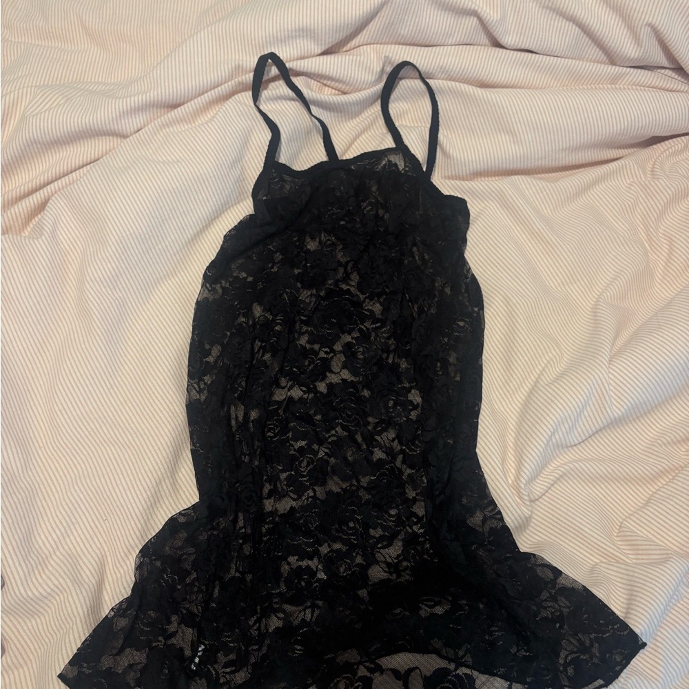 Elegant Black Lace Slip Dress